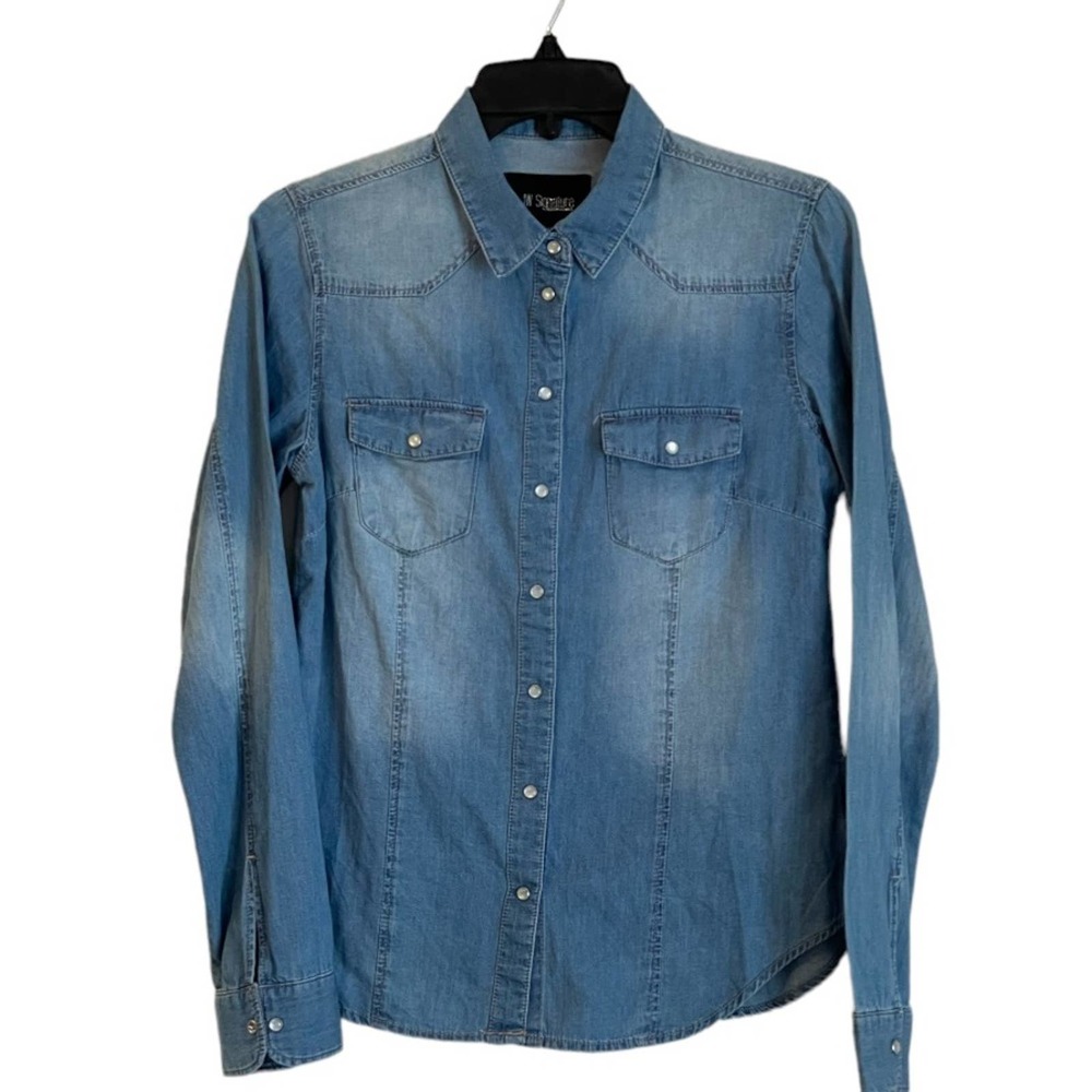 J.W Signature Light Denim Shirt with Pearl-look Snaps